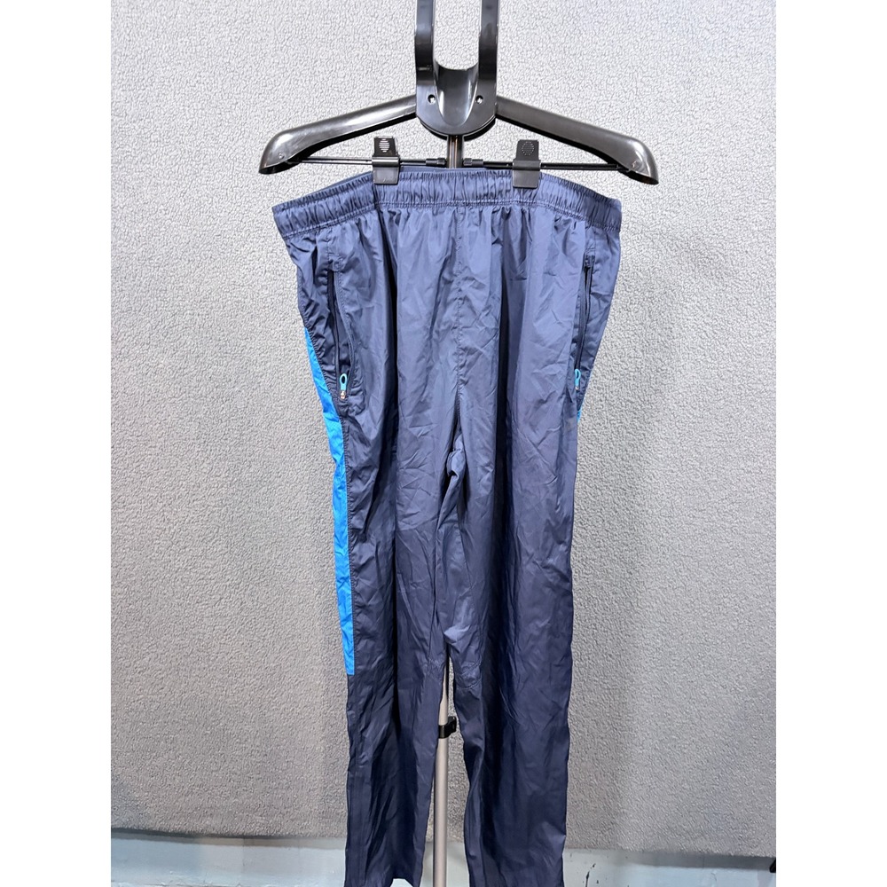 Russell Track Pants Mens L Navy Blue Windbreaker Athletic Zipper Pockets Stripe